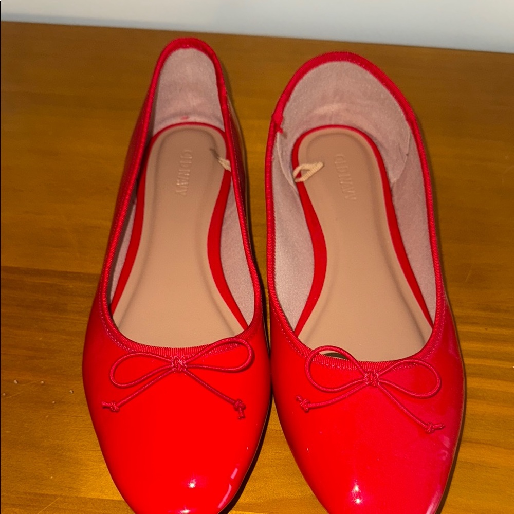 Old Navy Red Ballet Flats with Bow Detail